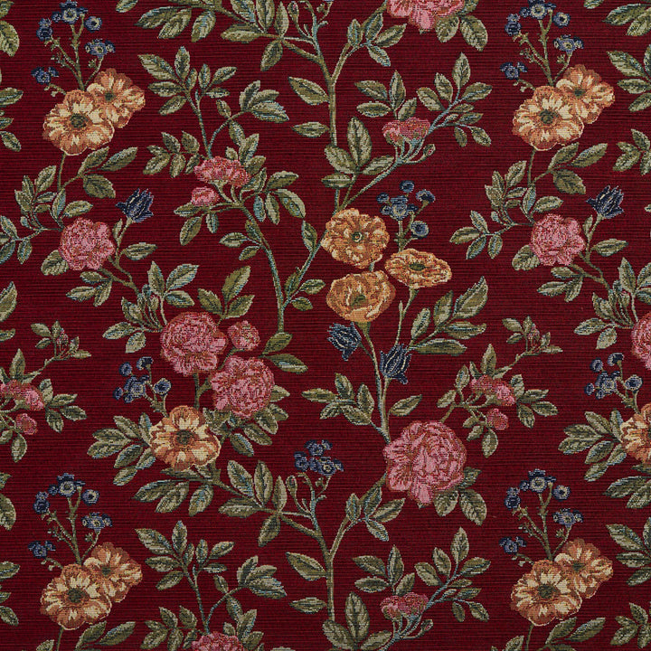 1977 Merlot Bouquet by Charlotte Designer Fabric Tapestry Classics 70% Polyester, 30% Cotton Asia Exceeds 45,000 Wyzenbeek Rubs (Heavy Duty) Horizontal: 14.5" x Vertical: 14.5" 54 Inches - Swanky Fabrics -