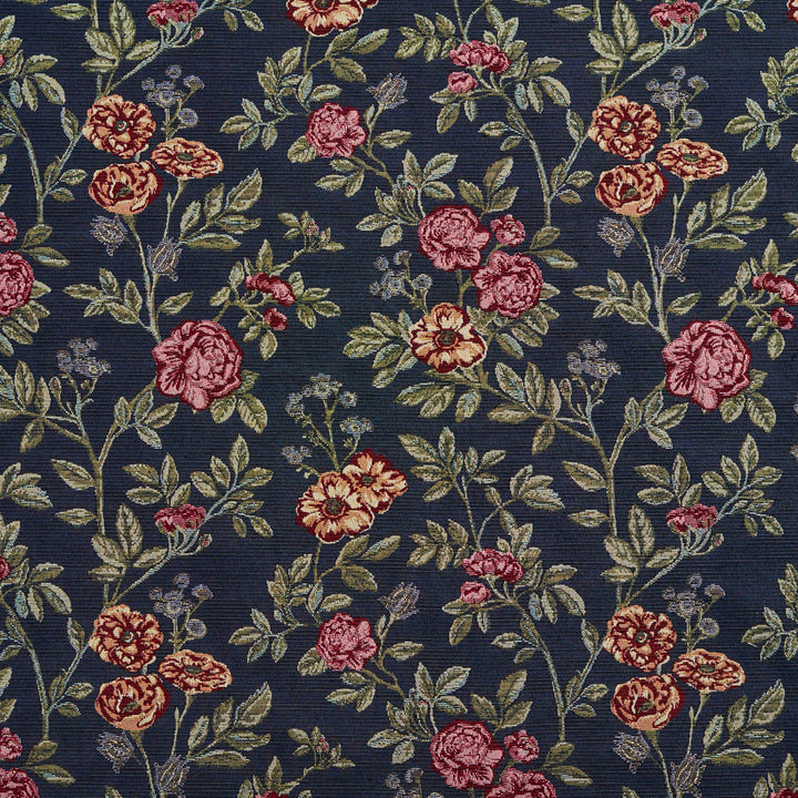1979 Navy Bouquet by Charlotte Designer Fabric Tapestry Classics 70% Polyester, 30% Cotton Asia Exceeds 45,000 Wyzenbeek Rubs (Heavy Duty) </p><p>Repeat: Horizontal: 14.5" x Vertical: 14.5" 54 Inches - Swanky Fabrics -