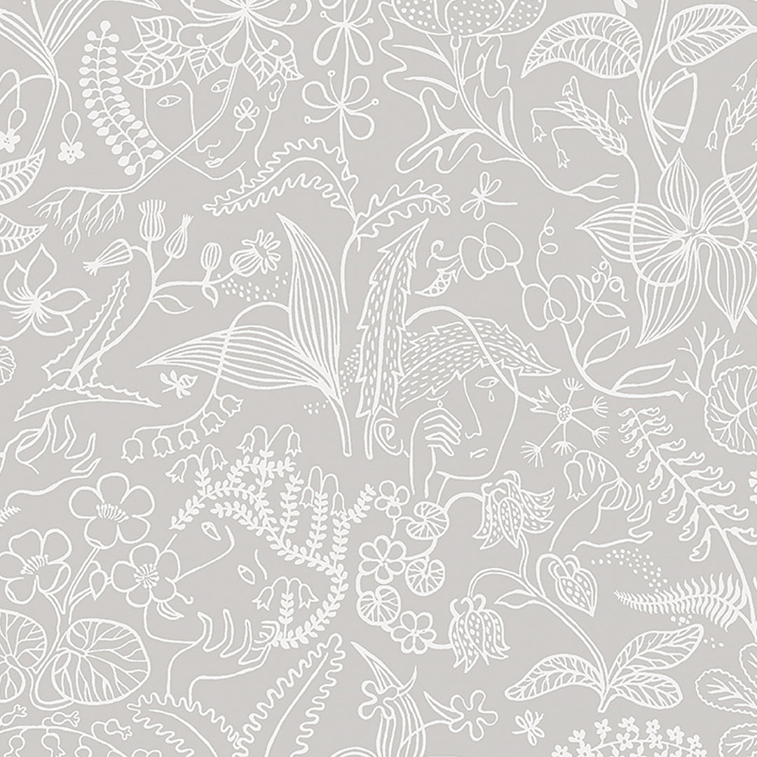 Grazia Grey 1981 by Schumacher Designer Wallcovering