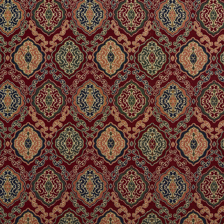 1981 Merlot Heirloom by Charlotte Designer Fabric Tapestry Classics 70% Polyester, 30% Cotton Asia Exceeds 45,000 Wyzenbeek Rubs (Heavy Duty) </p><p>Repeat: Horizontal: 14.5" x Vertical: 7.5" 54 Inches - Swanky Fabrics -