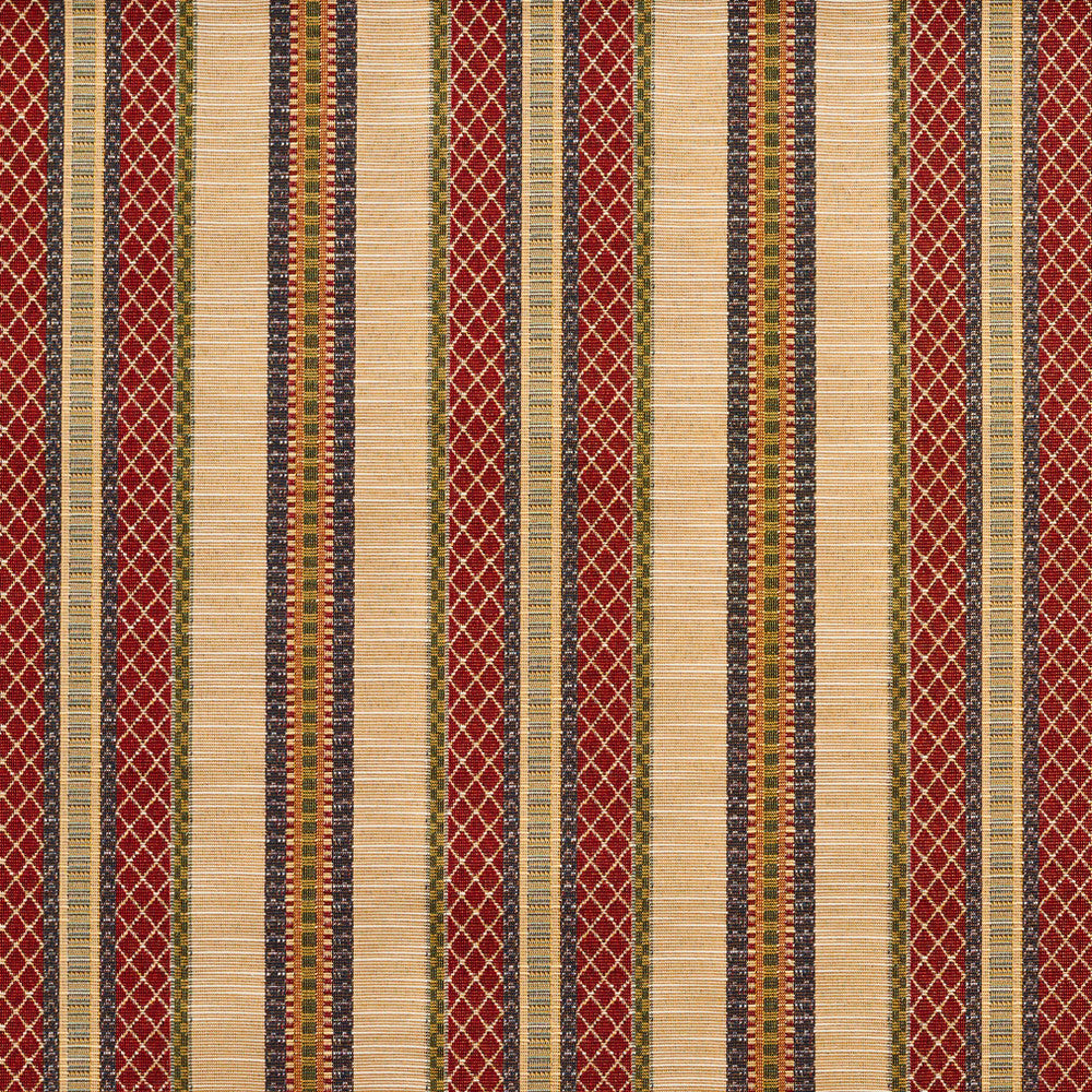 1988 Ecru Stripe by Charlotte Designer Fabric Tapestry Classics 70% Polyester, 30% Cotton Asia Exceeds 45,000 Wyzenbeek Rubs (Heavy Duty) Horizontal: 7.25" 54 Inches - Swanky Fabrics -