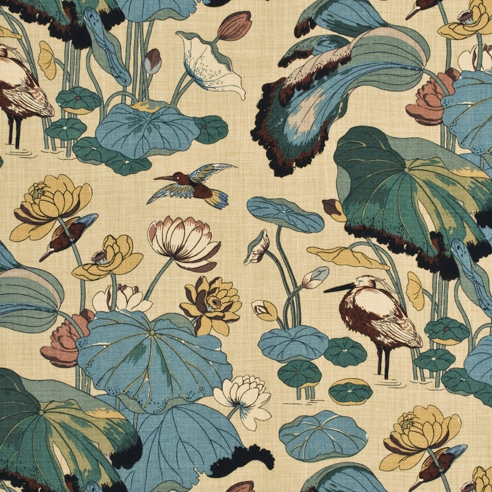 Nympheus Print Straw by Lee Jofa Designer Fabric PERENNIA LINEN - 100% United Kingdom Horizontal: 53.978 and Vertical: 34.278 53.978 - Swanky Fabrics -