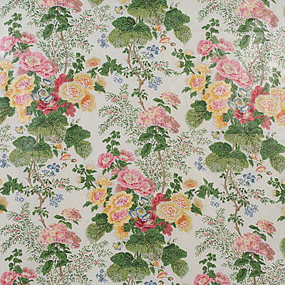 Hollyhock Hdb White/Pink by Lee Jofa Designer Fabric - COTTON - 100% Thailand HEAVY Horizontal: 33 and Vertical: 40 49 - Swanky Fabrics -