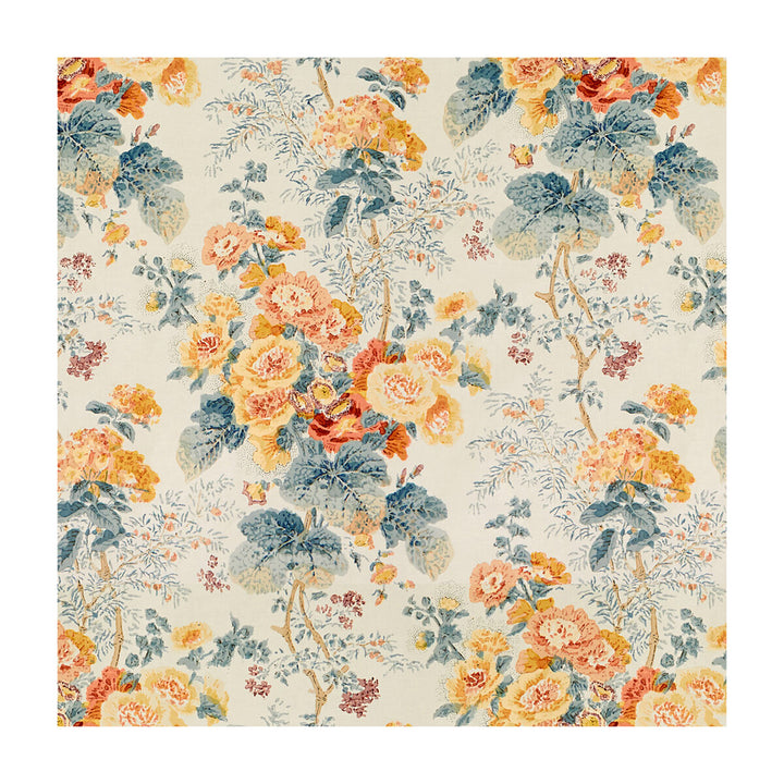 Hollyhock Hdb Apricot/Lake by Lee Jofa Designer Fabric COTTON - 100% Thailand Horizontal: 33 and Vertical: 40 49 - Swanky Fabrics -