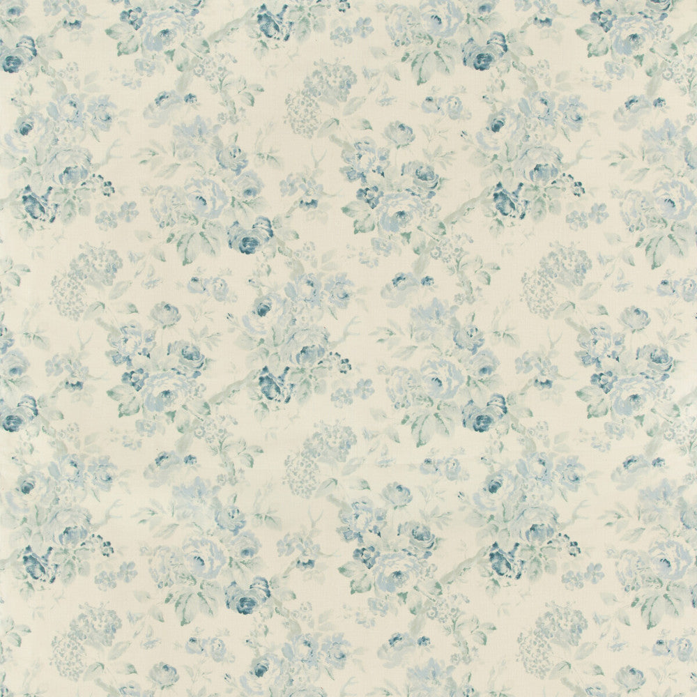 Garden Roses Aqua/Blue by Lee Jofa Designer Fabric SUZANNE RHEINSTEIN III LINEN - 100% United Kingdom MEDIUM Horizontal: 20 and Vertical: 32 60 - Swanky Fabrics -