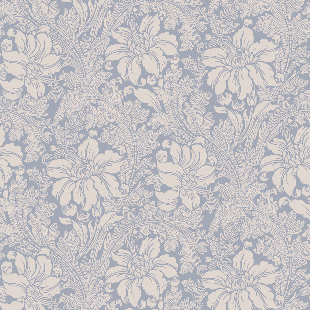 Acanthus Garden Blue 2010 by Schumacher Designer Wallcovering