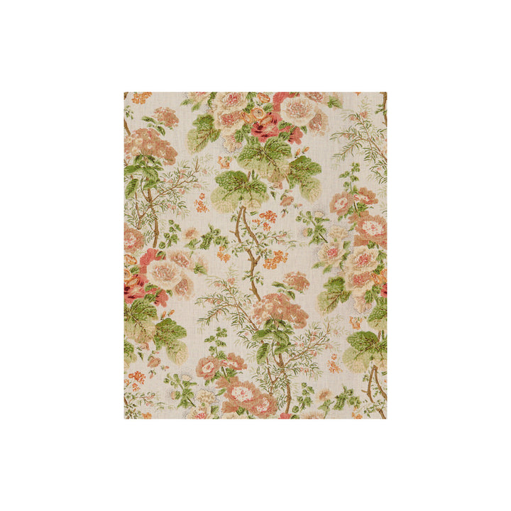 Hollyhock Hdb Coral/Apple by Lee Jofa Designer Fabric LINEN - 100% Thailand Horizontal: 49 and Vertical: 40.25 49 - Swanky Fabrics -