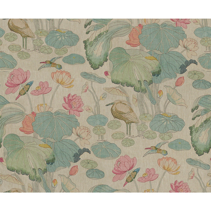 Nympheus Twill Pink/Teal by Lee Jofa Designer Fabric - LINEN - 100% Thailand - Horizontal: 50 and Vertical: 42 50 - Swanky Fabrics -