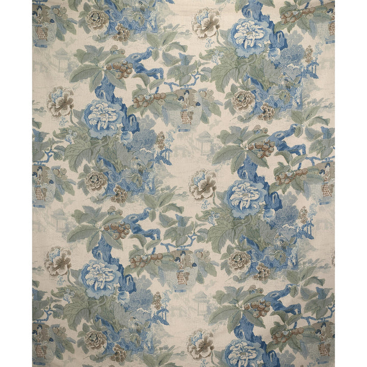 Chinese Lantern Ii Sky/Jade by Lee Jofa Designer Fabric LINEN - 51%;VISCOSE - 49% Thailand MEDIUM Horizontal: 50 and Vertical: 28 50 - Swanky Fabrics -