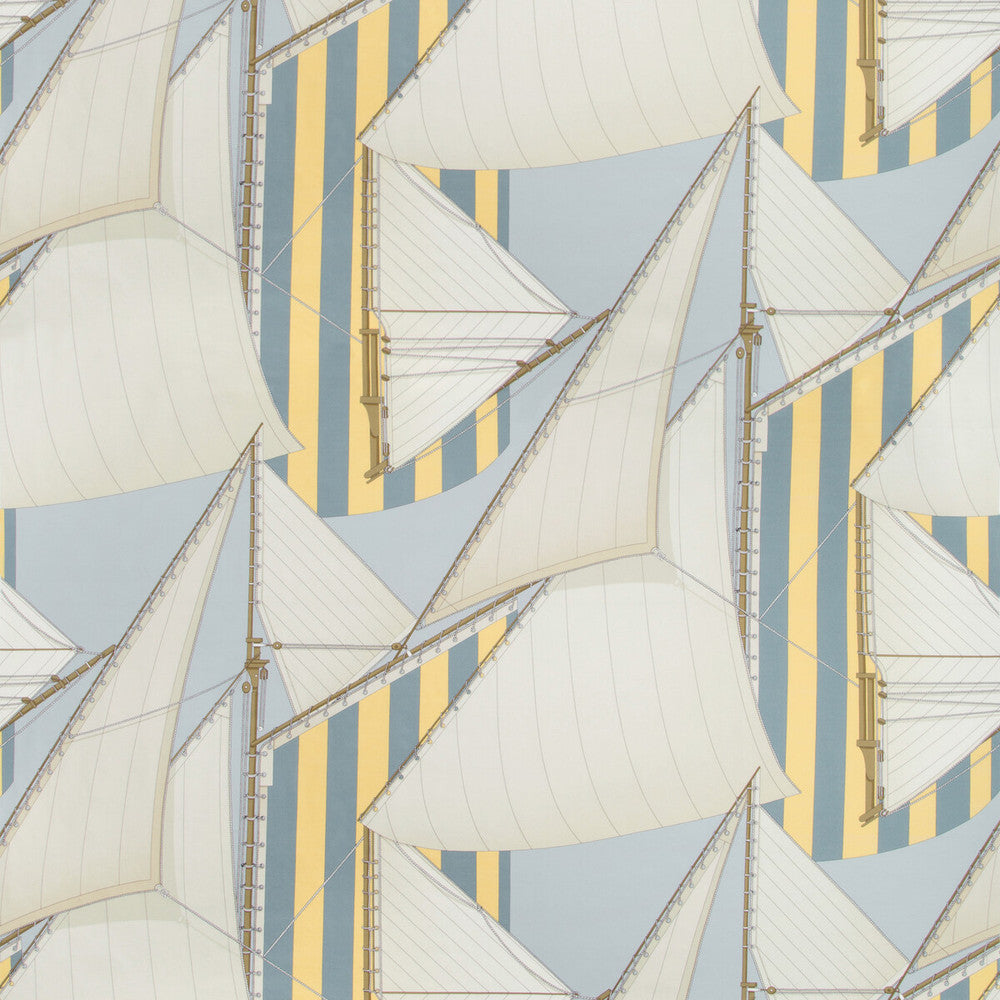St Tropez Print Blue/Yellow by Lee Jofa Designer Fabric SUZANNE KASLER THE RIVIERA COLLECTION COTTON - 100% Italy MEDIUM Horizontal: 53.584 and Vertical: 37.824 53.584 - Swanky Fabrics -