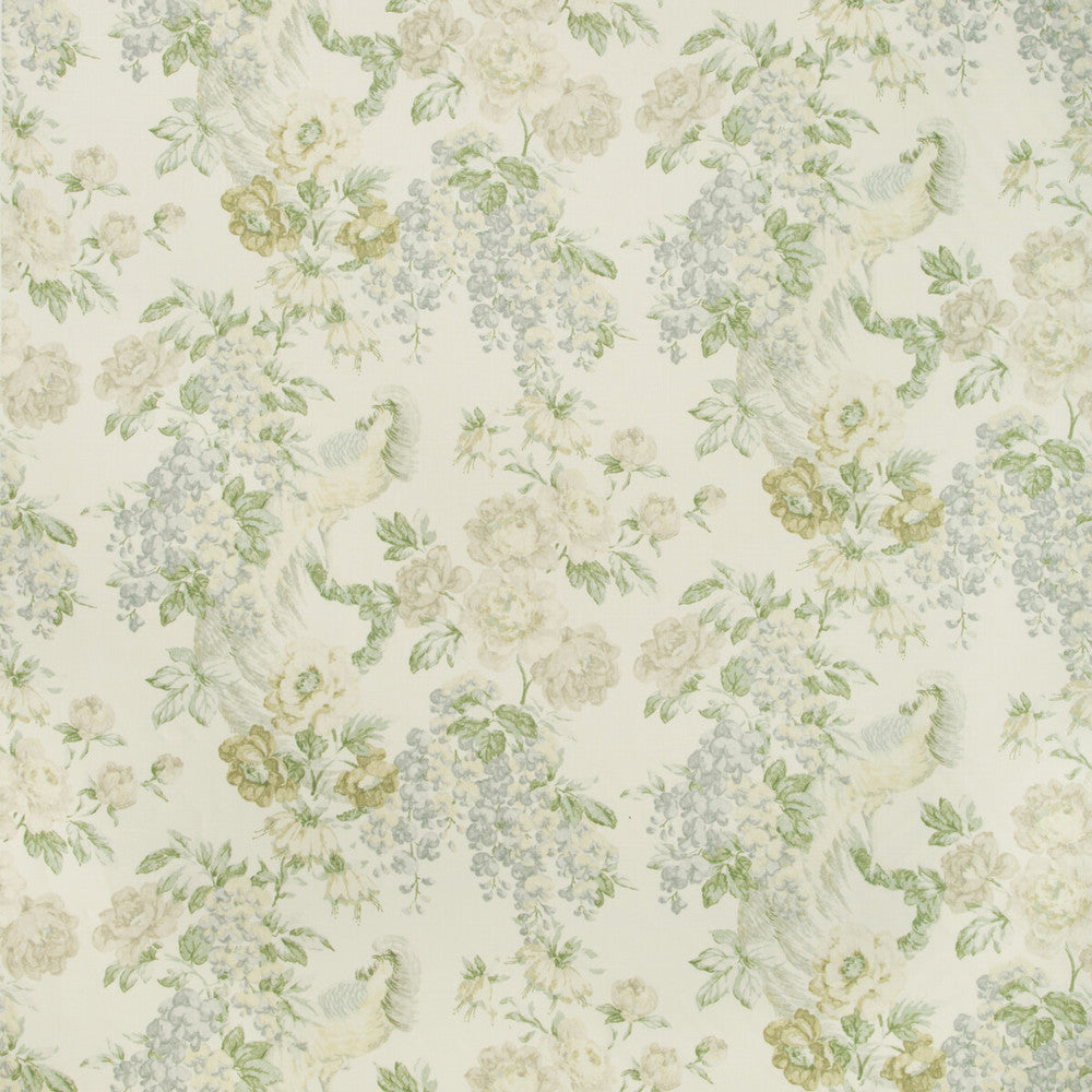 Montecito Floral Sky/Green by Lee Jofa Designer Fabric SUZANNE RHEINSTEIN III LINEN - 53%;COTTON - 35%;NYLON - 12% United Kingdom HEAVY Horizontal: 27 and Vertical: 29 54 - Swanky Fabrics -
