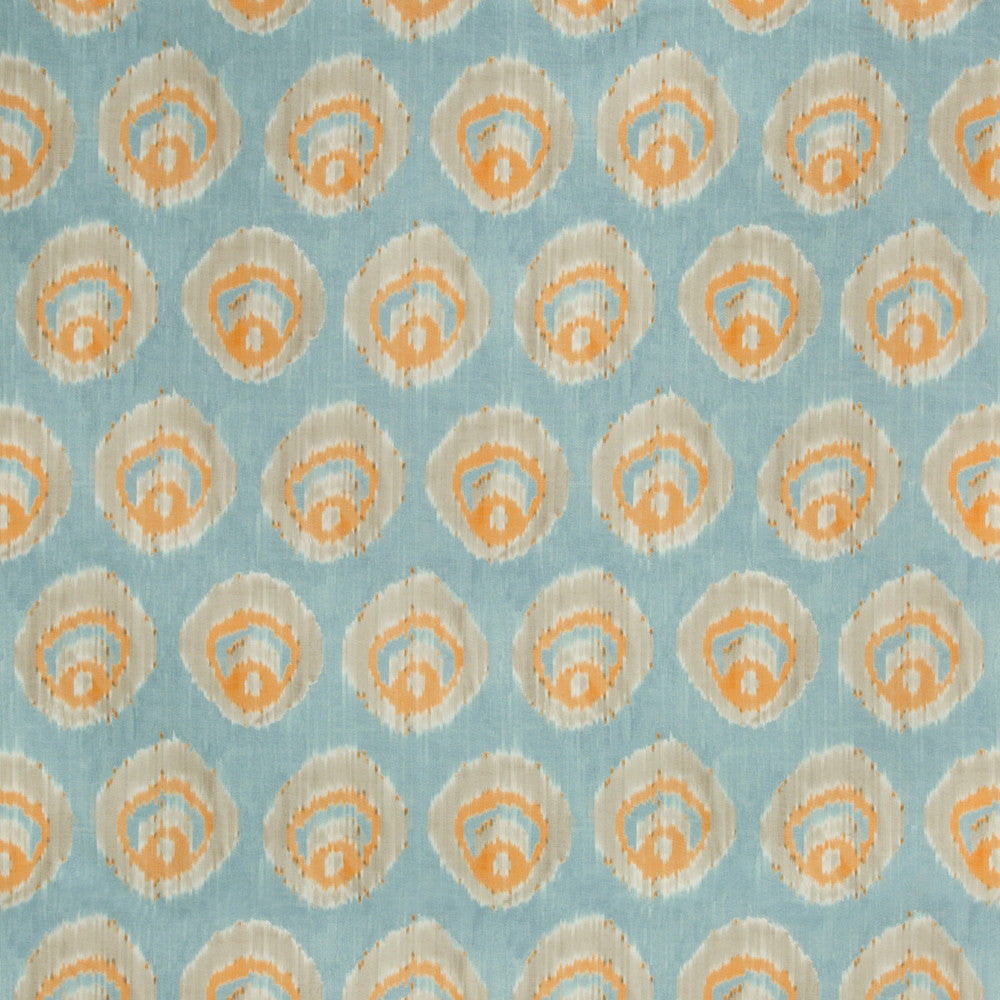 Monaco Print Aqua/Melon by Lee Jofa Designer Fabric SUZANNE KASLER THE RIVIERA COLLECTION COTTON - 100% Italy MEDIUM Horizontal: 27 and Vertical: 19 55 - Swanky Fabrics -