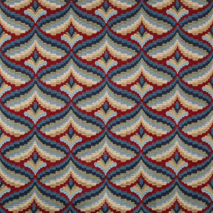 Giles Embroidery Red/Blue by Lee Jofa Designer Fabric MANOR HOUSE SPUN VISCOSE - 51%;COTTON - 39%;SPUN POLYESTER - 10% India - Horizontal: 8.5 and Vertical: 6.22 51 - Swanky Fabrics -