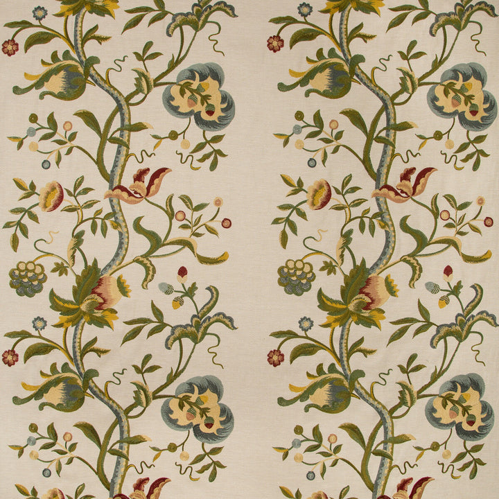 Dorton Embroidery Multi by Lee Jofa Designer Fabric MANOR HOUSE POLYESTER - 100% India Horizontal: 26 and Vertical: 31 52 - Swanky Fabrics -