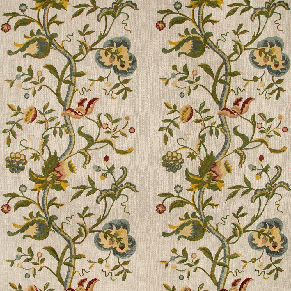 Dorton Embroidery Multi by Lee Jofa Designer Fabric MANOR HOUSE POLYESTER - 100% India - Horizontal: 26 and Vertical: 31 52 - Swanky Fabrics -