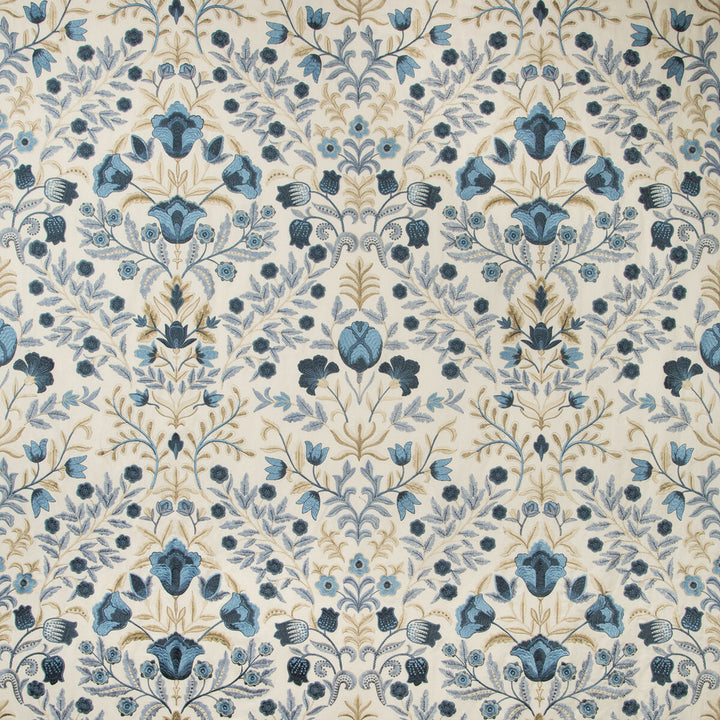 Luxford Embroidery Indigo by Lee Jofa Designer Fabric MANOR HOUSE VISCOSE - 70%;SPUN POLYESTER - 30% India LIGHT Horizontal: 25.5 and Vertical: 31.5 51 - Swanky Fabrics -