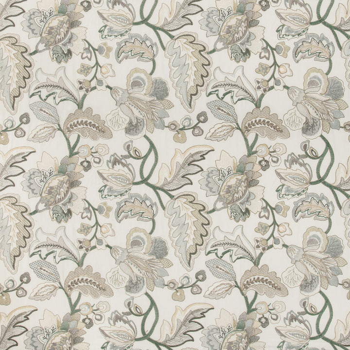 Orford Embroidery Leaf/Mist by Lee Jofa Designer Fabric MANOR HOUSE VISCOSE - 55%;SPUN POLYESTER - 45% India Horizontal: 25.19 and Vertical: 22.63 52 - Swanky Fabrics -