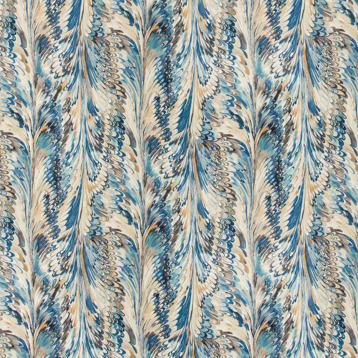 Taplow Print Navy/Slate by Lee Jofa Designer Fabric MANOR HOUSE LINEN - 100% Austria MEDIUM Horizontal: 36.5 and Vertical: 31.5 56.8 - Swanky Fabrics -