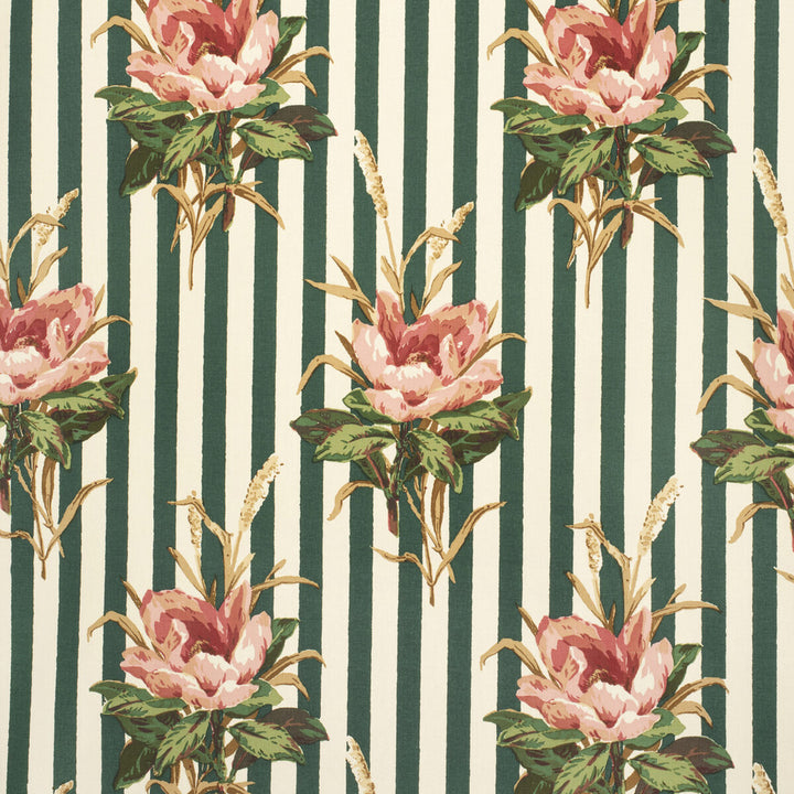 Melba Flower Stripe Pink by Lee Jofa Designer Fabric PAOLO MOSCHINO FABRICS COTTON - 100% United Kingdom MEDIUM Horizontal: 16.14 and Vertical: 25.59 50 - Swanky Fabrics -