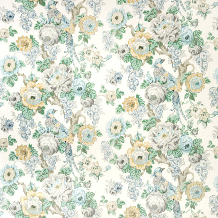 Avondale Print Slate/Aqua by Lee Jofa Designer Fabric AVONDALE COTTON - 49%;VISCOSE - 46%;POLYESTER - 5% Italy HEAVY Horizontal: 26.2 and Vertical: 26.4 52 - Swanky Fabrics -