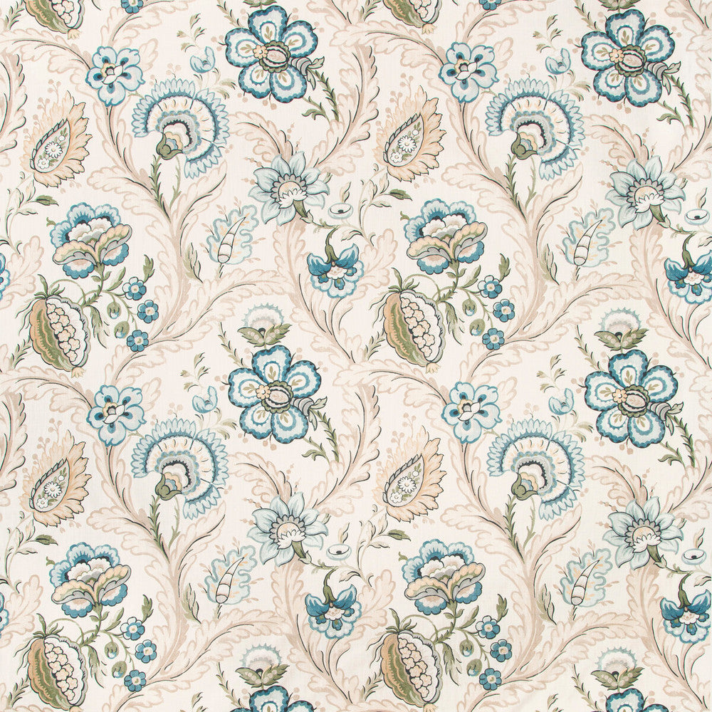Wimberly Print Blue/Spring by Lee Jofa Designer Fabric AVONDALE LINEN - 100% United Kingdom MEDIUM Horizontal: 27 and Vertical: 26.67 54 - Swanky Fabrics -