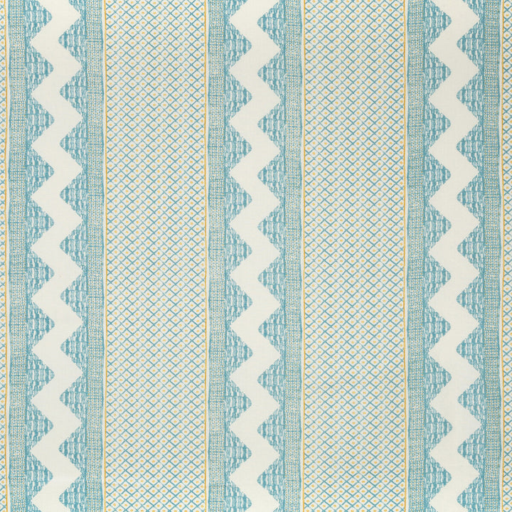 Whitaker Print Ocean/Gold by Lee Jofa Designer Fabric AVONDALE LINEN - 100% India Horizontal: 26.5 and Vertical: 3.35 53 - Swanky Fabrics -