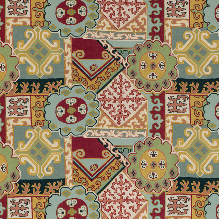 Batangas Print Red/Multi by Lee Jofa Designer Fabric MINDORO LINEN - 100% Italy HEAVY Horizontal: 27 and Vertical: 17.32 54 - Swanky Fabrics -