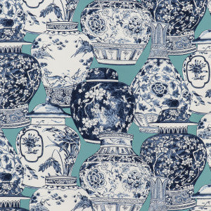Pandan Print Aqua/Blue by Lee Jofa Designer Fabric