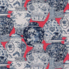 Pandan Print Chili/Blue by Lee Jofa Designer Fabric
