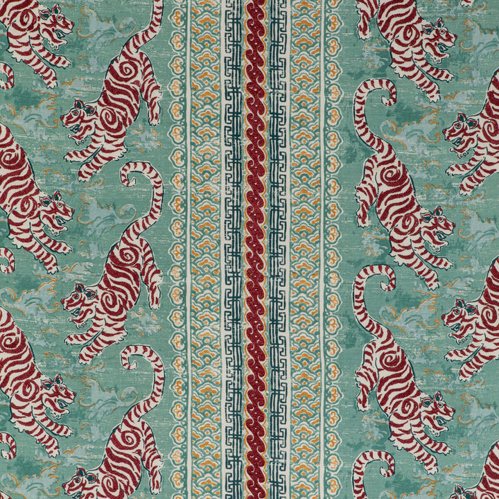 Bongol Print Aqua by Lee Jofa Designer Fabric MINDORO LINEN - 44%;COTTON - 35%;RAYON - 21% India Horizontal: 26.5 and Vertical: 27.56 52.95 - Swanky Fabrics -