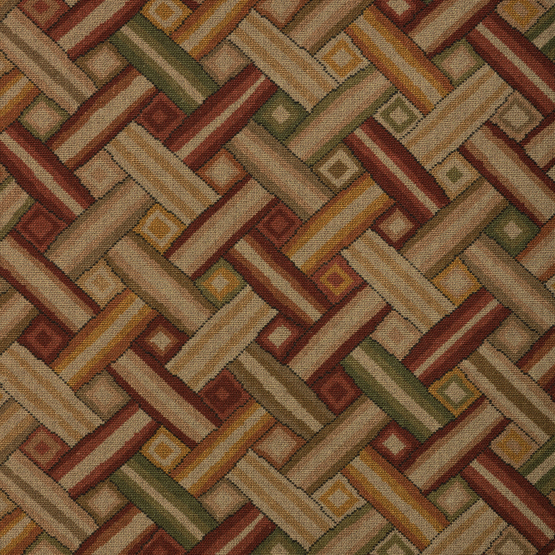 Strapwork Print - Brick/Gold 2023129.194.0 by Lee Jofa Designer Fabric