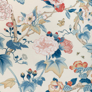 Gardenia Print Blue/Red 2023143.195.0 By Lee Jofa Designer Fabric