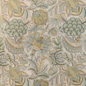 Eden Emb Aqua/Gold 2023145.354.0 By Lee Jofa Designer Fabric