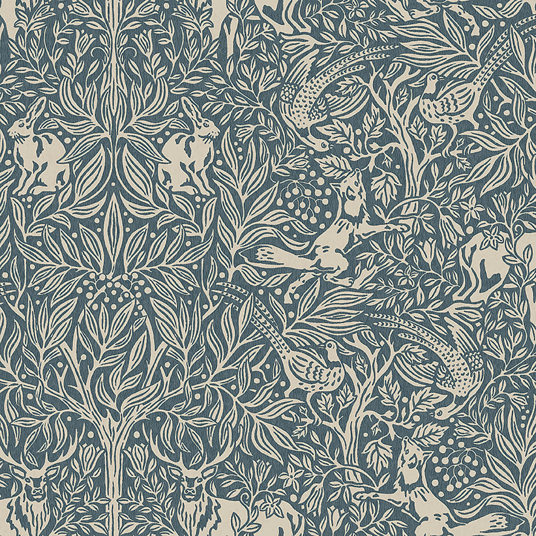 Under The Elder Tree Midnight 2047 by Schumacher Designer Wallcovering