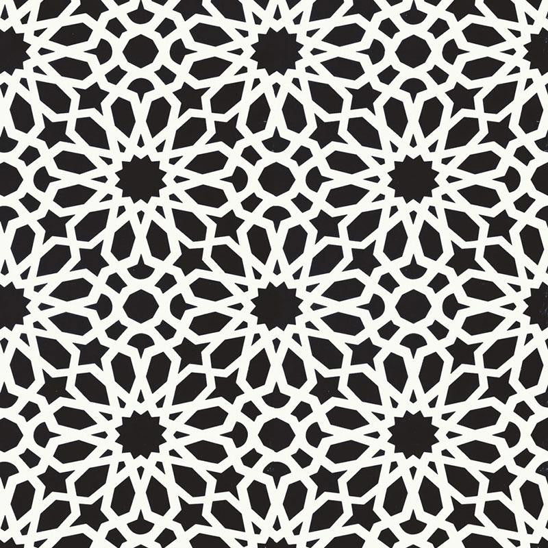 Agadir Screen Noir 5006642 by Schumacher Designer Wallpaper Ottoman Chic 13.5" - Swanky Fabrics -