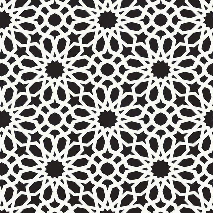 Agadir Screen Noir 5006642 by Schumacher Designer Wallpaper Ottoman Chic 13.5" - Swanky Fabrics -