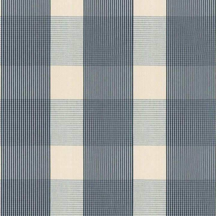 Avon Gingham Plaid Indigo/Sky 63024 by Schumacher Designer Fabric Calypso 6.75" - Swanky Fabrics -