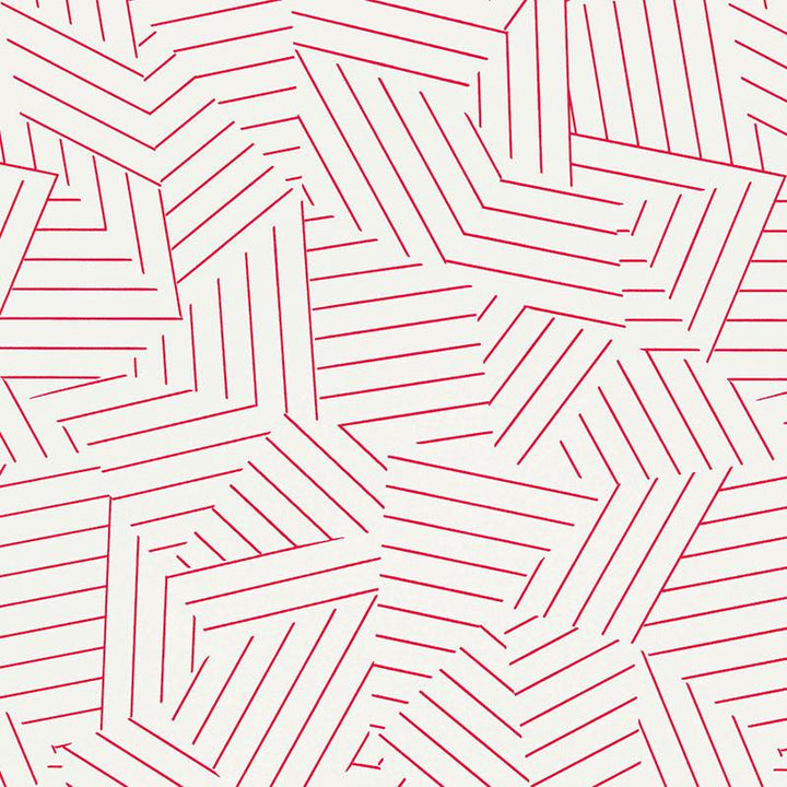Deconstructed Stripe Red 5007971 by Schumacher Designer Wallpaper Miles Redd 13.5" - Swanky Fabrics -