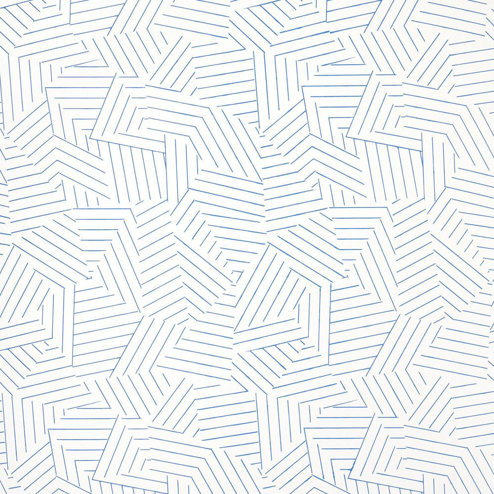 Deconstructed Stripe Cobalt 5007972 by Schumacher Designer Wallpaper Miles Redd 13.5" - Swanky Fabrics -