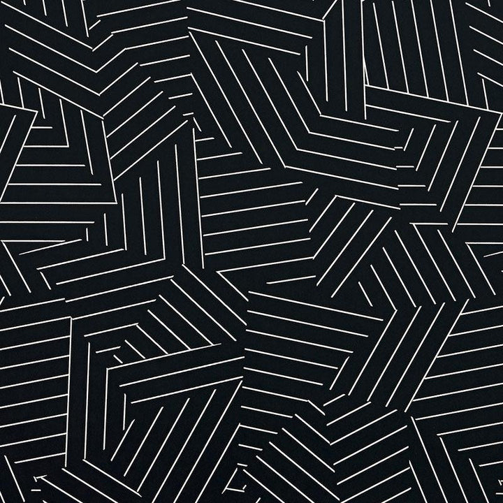Deconstructed Stripe Ivory On Black 5007974 by Schumacher Designer Wallpaper New Wave: Black & White 13.5" - Swanky Fabrics -