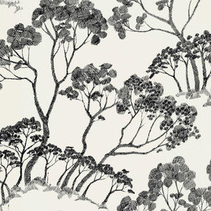 Timber ! Black & White 5007980 by Schumacher Designer Wallpaper