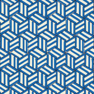 Tumbling Blocks Cobalt 5007962 by Schumacher Designer Wallpaper