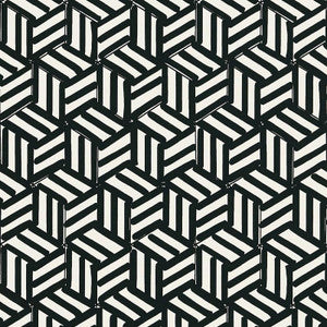 Tumbling Blocks Black 5007964 by Schumacher Designer Wallpaper