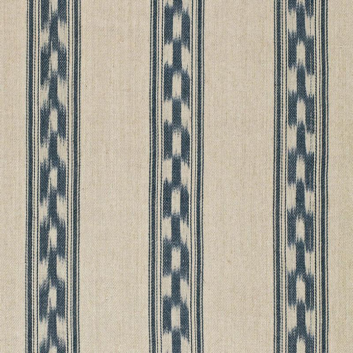 Mojave Ikat Stripe Indigo 67511 by Schumacher Designer Fabric Ikat Collection 9.0" - Swanky Fabrics -