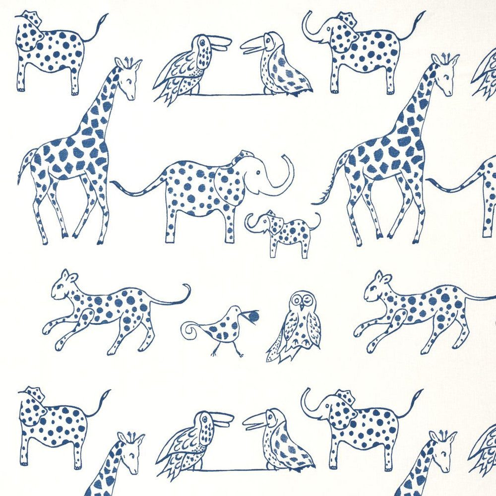 Jungle Jubilee Blueberry 66250 by Schumacher Designer Fabric Flight Of Fancy 25.25" - Swanky Fabrics -