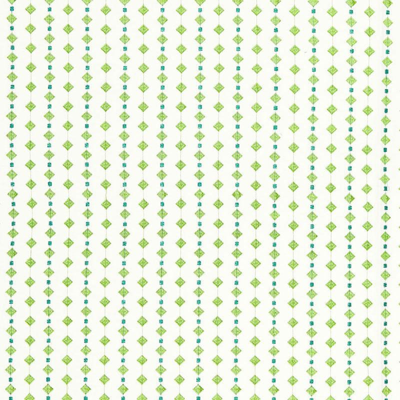 Macaroni Turquoise / Leaf 66262 by Schumacher Designer Fabric Flight Of Fancy 2.5" - Swanky Fabrics -
