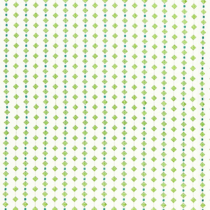 Macaroni Turquoise / Leaf 66262 by Schumacher Designer Fabric Flight Of Fancy 2.5" - Swanky Fabrics -