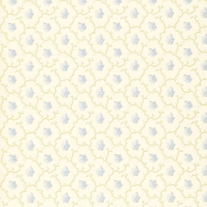Coral Leaf Blue 203683 by Schumacher Designer Wallpaper Simply Charming 3.38" - Swanky Fabrics -