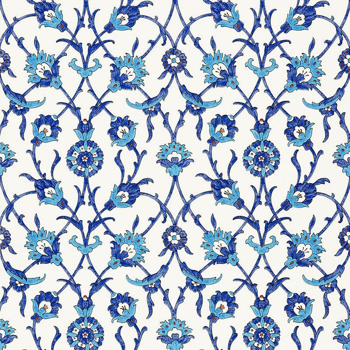 Sultan'S Trellis Peacock 5006700 by Schumacher Designer Wallpaper Ottoman Chic 13.5" - Swanky Fabrics -