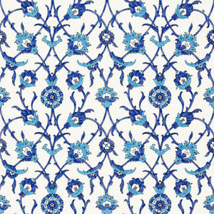 Sultan'S Trellis Peacock 5006700 by Schumacher Designer Wallpaper